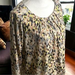 Liz Claiborne‎ Gray & Pink 3/4 Sleeve Career Top